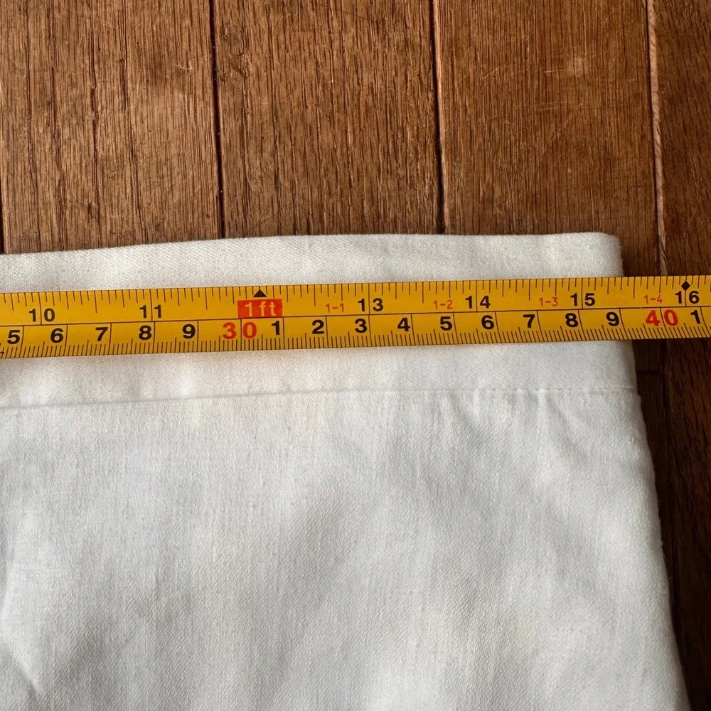 Banana Republic Wide Leg Cropped Pants Womens Medium Linen Blend White Modern